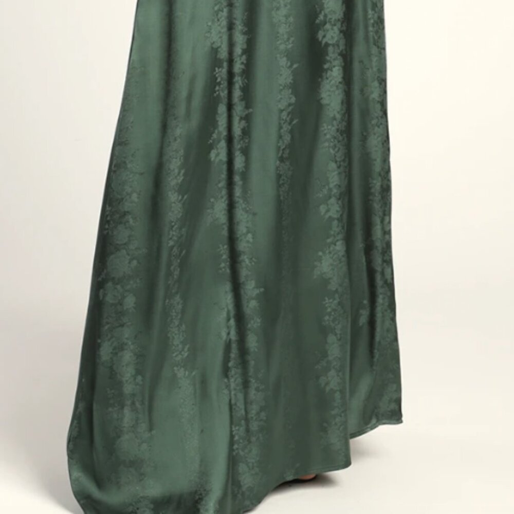 Elegantly Arrayed Emerald Green Satin Jacquard Wr… - image 6
